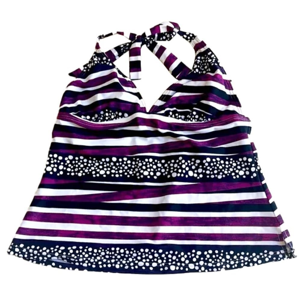 ❤️ ISLAND ESCAPE womens Striped Bathing Suit Size 6